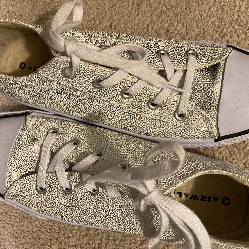 shimmery off-white Ked-like